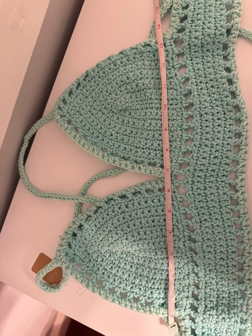 Crochet Bralette in Mint Green Blue Boho Cotton Delicate Crochet Camisole